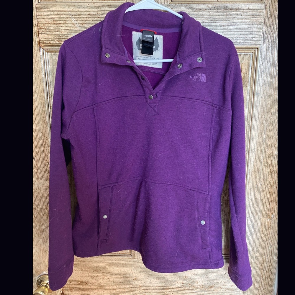 Purple north face sweatshirt